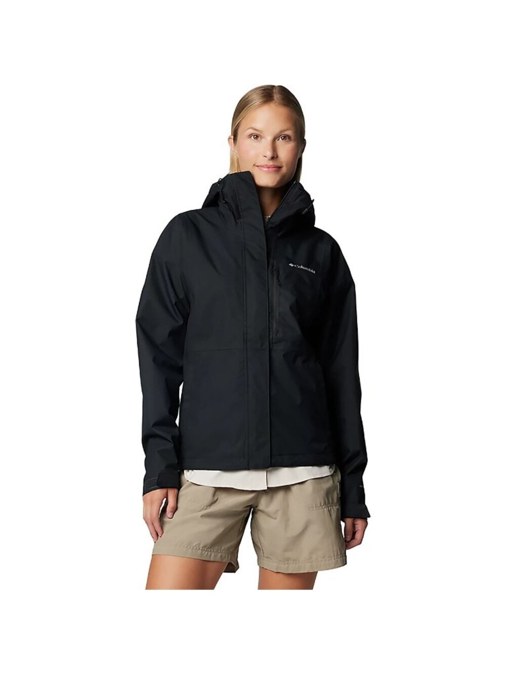 Columbia Women's Hikebound Waterproo Hooded Long Rain Jacket Black XS